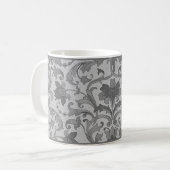 Grey Floral Damask Coffee Mok (Voorkant links)