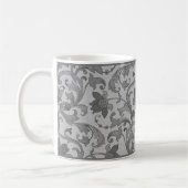 Grey Floral Damask Coffee Mok (Links)