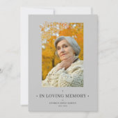 Grey Floral Frame Elegant Photo Funeral Invitation (Voorkant)