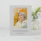 Grey Floral Frame Elegant Photo Funeral Invitation (Staand voorkant)