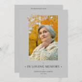 Grey Floral Frame Elegant Photo Funeral Invitation (Voorkant / Achterkant)
