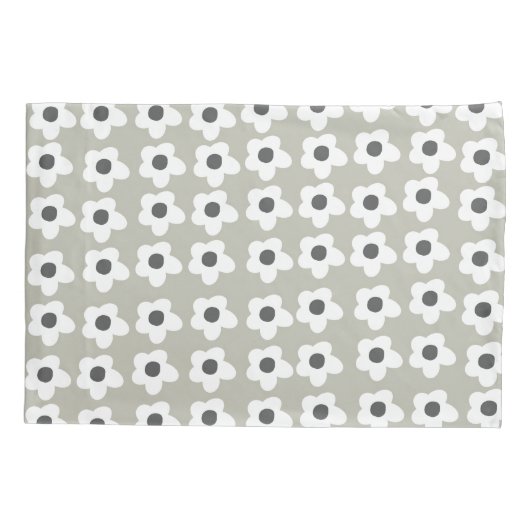 Grey Floral Pillow Hoesje Kussensloop (Achterkant)