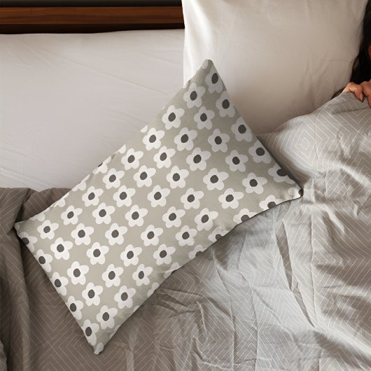 Grey Floral Pillow Hoesje Kussensloop