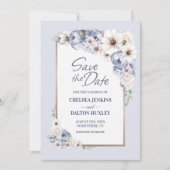 Grey Floral Wedding Save the Date (Voorkant)