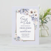 Grey Floral Wedding Save the Date (Staand voorkant)