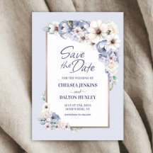 Grey Floral Wedding Save the Date