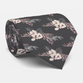 Grey Floral Wedding Stropdas (Opgerold)