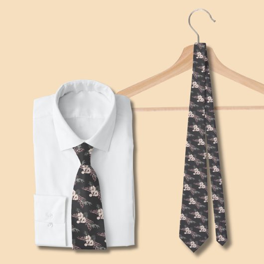 Grey Floral Wedding Stropdas