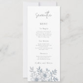 Grey Florals Wedding Menu Kaart met Gastnaam (Voorkant)