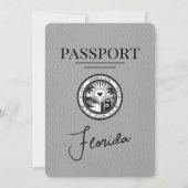 Grey Florida Passport bruiloft uitnodiging (Achterkant)