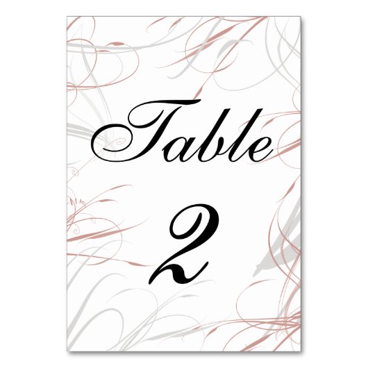 Grey Flourishes and Blush Pink Wedding Reception Kaart (Voorkant)