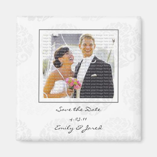 Grey Flower Bouquet Save the Date Magnets Magneet (Voorkant)