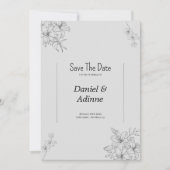 Grey Flower Huwelijksuitnodiging Kaart (Voorkant)