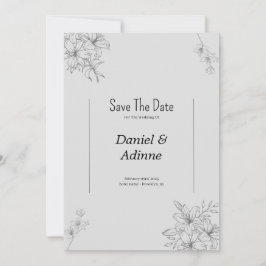 Grey Flower Huwelijksuitnodiging Kaart