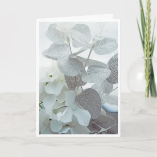 Grey Foliage and White Blooms Condolence Card Kaart