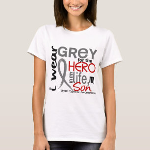 Grey for My Hero 2 Son Brain Cancer T-shirt