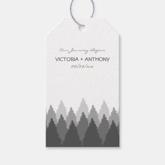 Grey Forest Range Woodland bruiloft Cadeaulabel (Voorkant)