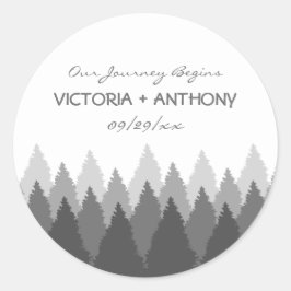 Grey Forest Range Woodland bruiloft gunst Ronde Sticker