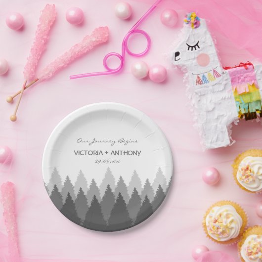 Grey Forest Range Woodland bruiloft Papieren Bordje (Feest)