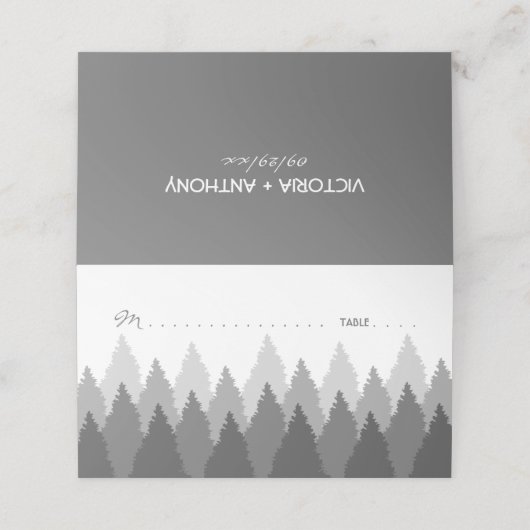 Grey Forest Range Woodland bruiloft Plaatskaartje (Buitenkant ongevouwen)