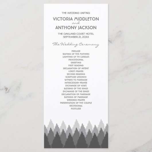 Grey Forest Range Woodland bruiloft Programmakaart (Voorkant)