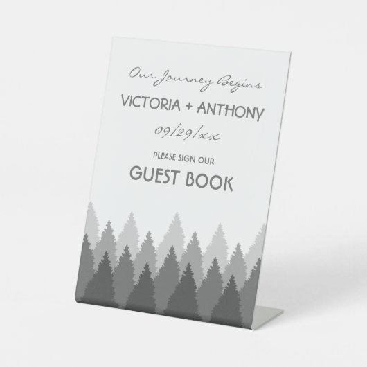 Grey Forest Range Woodland bruiloft Reclamebord Met Voetstuk (Voorkant)