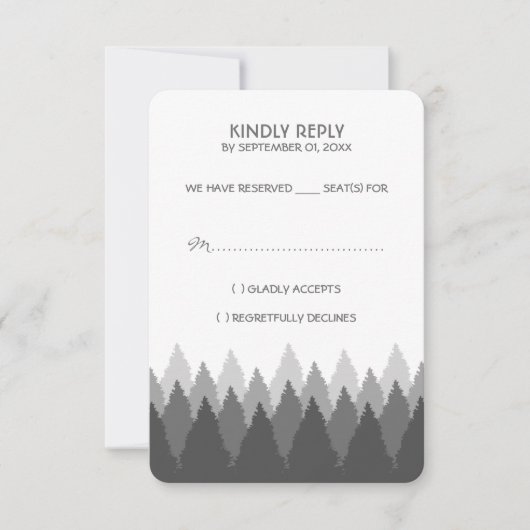 Grey Forest Range Woodland bruiloft RSVP Kaartje (Voorkant)