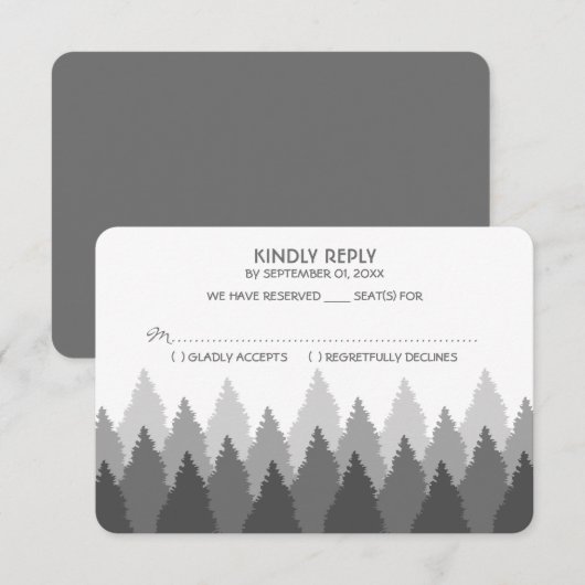 Grey Forest Range Woodland bruiloft RSVP Kaartje (Voorkant / Achterkant)