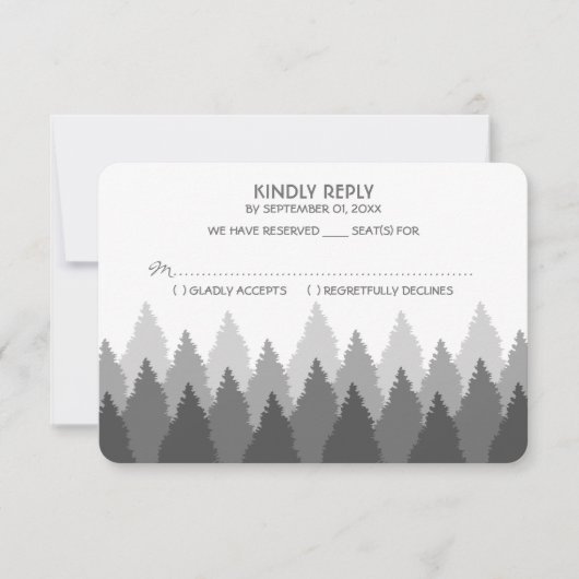 Grey Forest Range Woodland bruiloft RSVP Kaartje (Voorkant)
