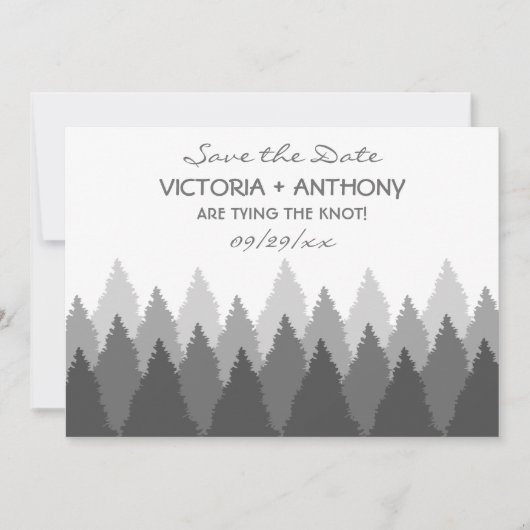 Grey Forest Range Woodland Bruiloft Save The Date (Voorkant)