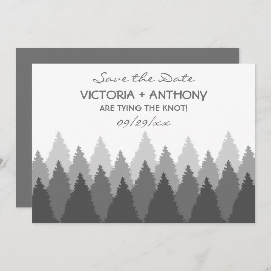 Grey Forest Range Woodland Bruiloft Save The Date (Voorkant / Achterkant)