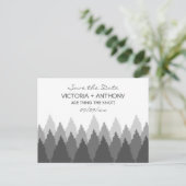 Grey Forest Range Woodland Bruiloft Save The Date Briefkaart (Staand voorkant)