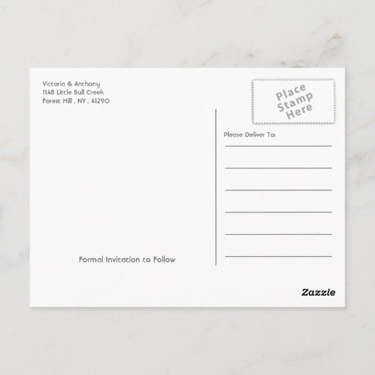 Grey Forest Range Woodland Bruiloft Save The Date Briefkaart (Achterkant)
