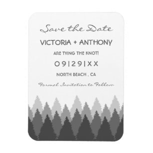 Grey Forest Range Woodland Bruiloft Save The Date Magneet