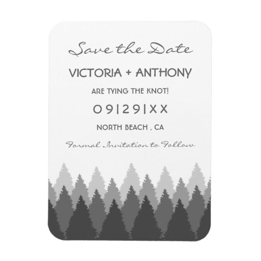 Grey Forest Range Woodland Bruiloft Save The Date Magneet (Verticaal)