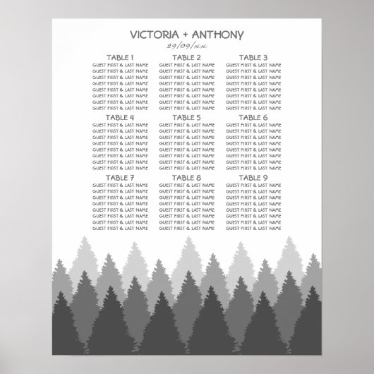 Grey Forest Range Woodland bruiloft zitgrafiek Poster (Voorkant)