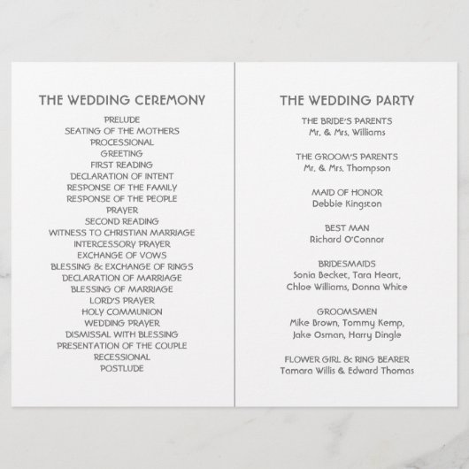 Grey Forest Range Woodland huwelijksprogramma (Achterkant)