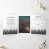 Grey Forest Range Woodland Wedding Suite Drieluik Uitnodiging (Binnen)