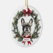 Grey Franse Bulldog Ceramic Circle Ornament (Rechts)