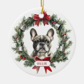 Grey Franse Bulldog Ceramic Circle Ornament (Voorkant)