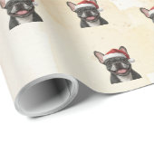 Grey Frenchie Bulldog in Santa Hat Cadeaupapier (Rol Hoek)