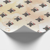 Grey Frenchie Bulldog in Santa Hat Cadeaupapier (Hoek)