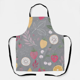 "Grey Fruit Pattern Schort
