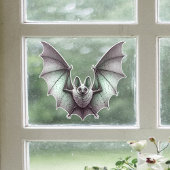Grey Furry Bat Green Tinge Spread Wings Raamsticker
