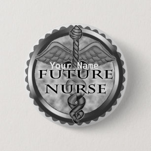 Grey Future Nurse pin Ronde Button 5,7 Cm