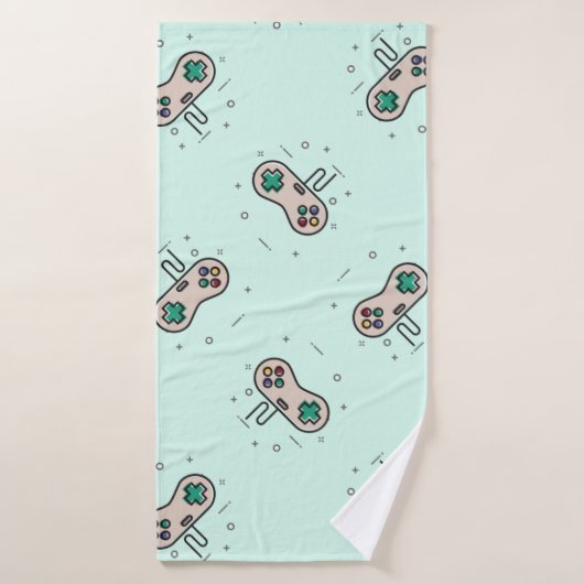 Grey game joystick op blauw badhanddoek (Badhanddoek)