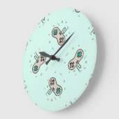 Grey game joystick op blauw grote klok (Hoek)