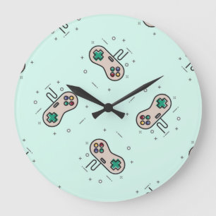 Grey game joystick op blauw grote klok