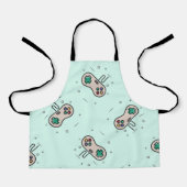 Grey game joystick op blauw schort (Voorkant)