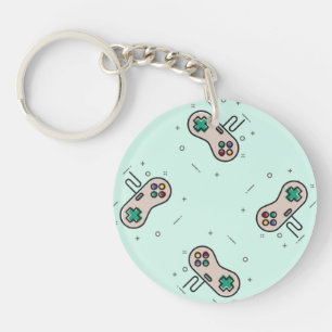 Grey game joystick op blauw sleutelhanger